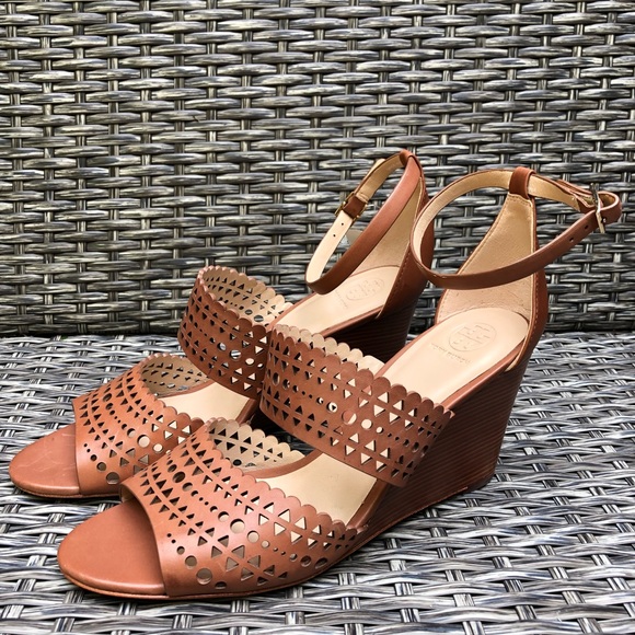 Tory Burch Perforated Wedge Leather Sandals - Size 10.5 - NEW - Picture 6 of 12